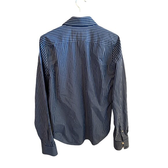 Abercrombie & Fitch Blue Striped Long Sleeve Dress Shirt Muscle Fit Men's Size L - Picture 5 of 5